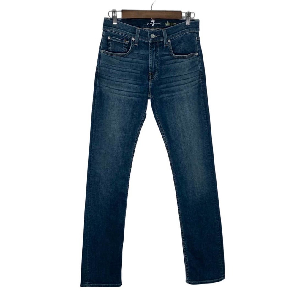 7 For All Mankind | Men | Slimmy Distressed Dark Wash Slim Straight Jeans | 29
